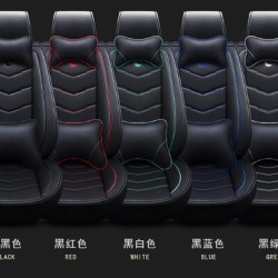 Universal Car Seat Covers 3D PU Leather Set Cushion Full Protector All Black Standard Edition