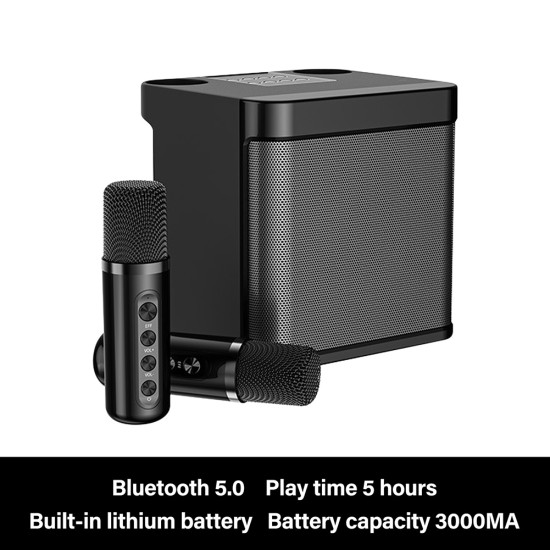 100w Wireless Bluetooth Speaker Dual Microphone Portable Smart Supports Voice-changing Black