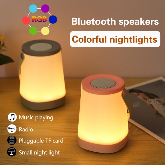 3w 4.2v Multi-functional Portable Night Light Colorful Bluetooth-compatible Lamps with Radio Function Grey