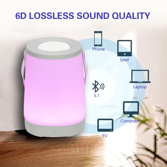 3w 4.2v Multi-functional Portable Night Light Colorful Bluetooth-compatible Lamps with Radio Function Grey