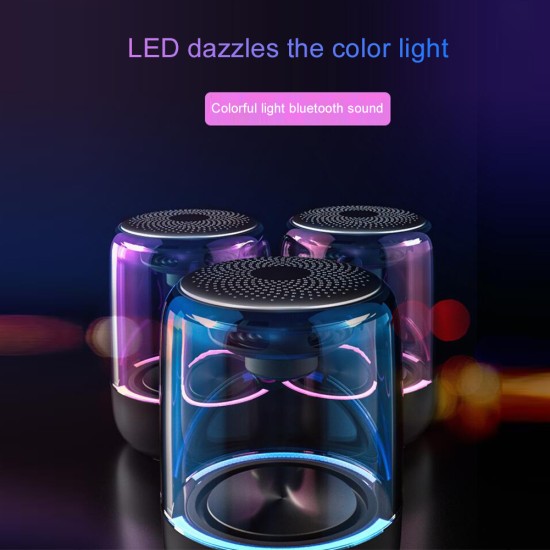 C7 Wireless Bluetooth Speakers Stereo TWS Subwoofer mini sound box portable speaker with Colorful LED Light Support TF Card Mic white_High version