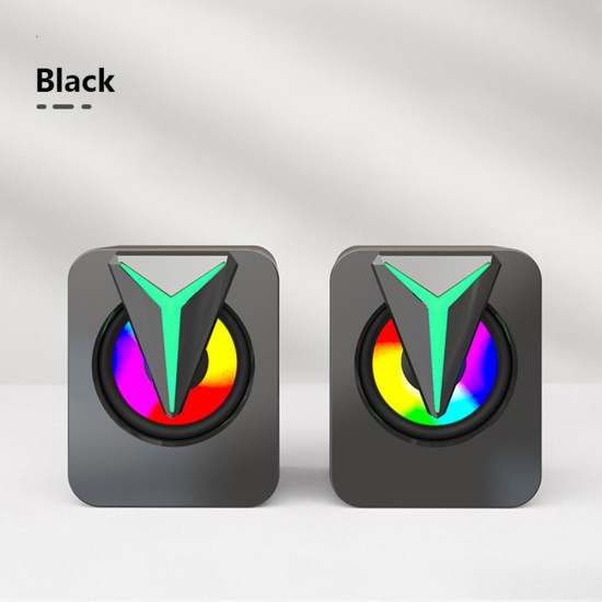 Computer Desktop Speakers Stylish RGB Colorful Lighting Subwoofer Audio Usb DC 5V Mini Small Sound Box black