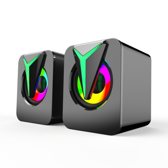 Computer Desktop Speakers Stylish RGB Colorful Lighting Subwoofer Audio Usb DC 5V Mini Small Sound Box black