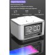 M7 Multifunctional Bluetooth-compatible  Speaker Led Screen Home Hotel Hi-fi Stereo Desktop Wireless Charging Digital Alarm Clock White_EU plug