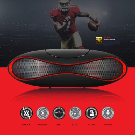 Mini Bluetooth Speaker Portable Wireless Speaker Support TF Card Black red