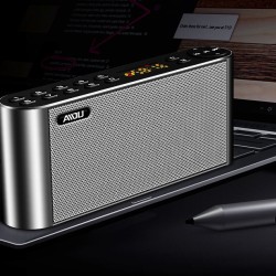 Portable Bluetooth Speaker Wireless Handsfree Pocket Audio Speaker Subwoofer HiFi LED Display Speaker with Mic  Black_Official standard