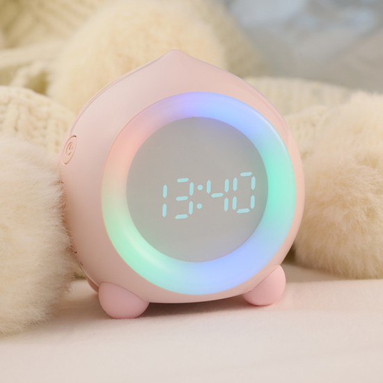 Portable Digital Alarm Clock with Led Light USB Charging Kids Bluetooth Speaker Snooze Clock Pink_Bluetooth