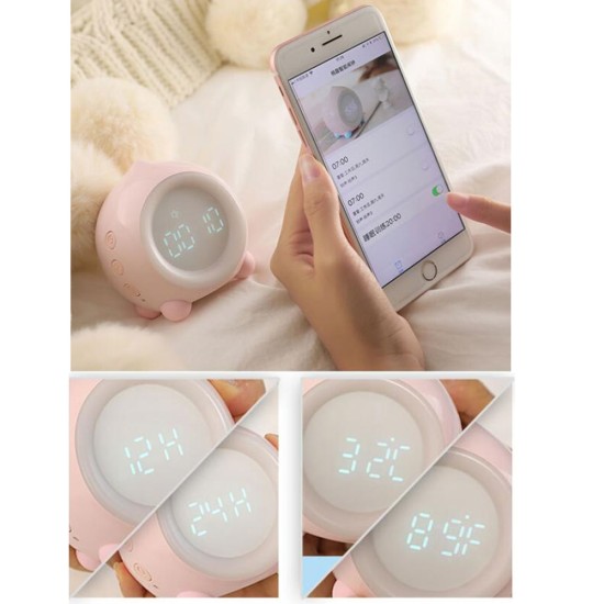 Portable Digital Alarm Clock with Led Light USB Charging Kids Bluetooth Speaker Snooze Clock white_Bluetooth