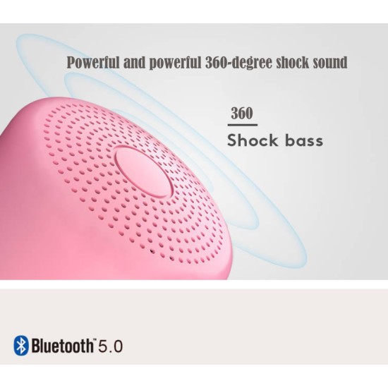 Portable Speaker Bluetooth4.2 Mini Wireless Speaker Small Sound Box Built-in 400mA Battery Support 32GB TF Card Hands-free Calling Fresh Bright Color  Pink