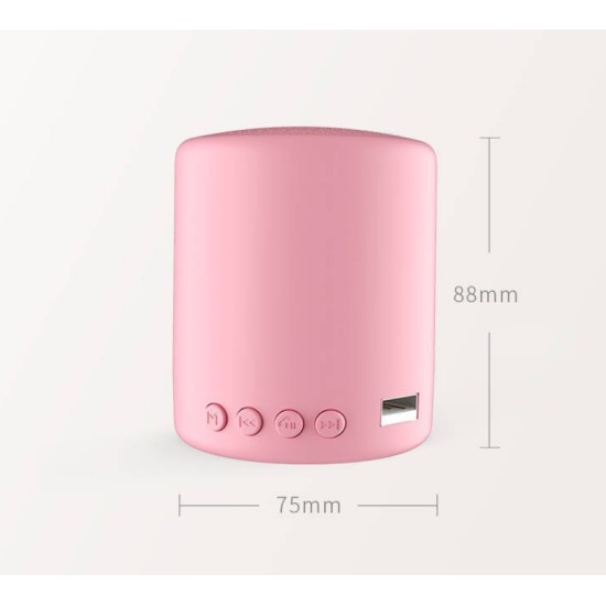 Portable Speaker Bluetooth4.2 Mini Wireless Speaker Small Sound Box Built-in 400mA Battery Support 32GB TF Card Hands-free Calling Fresh Bright Color  Pink