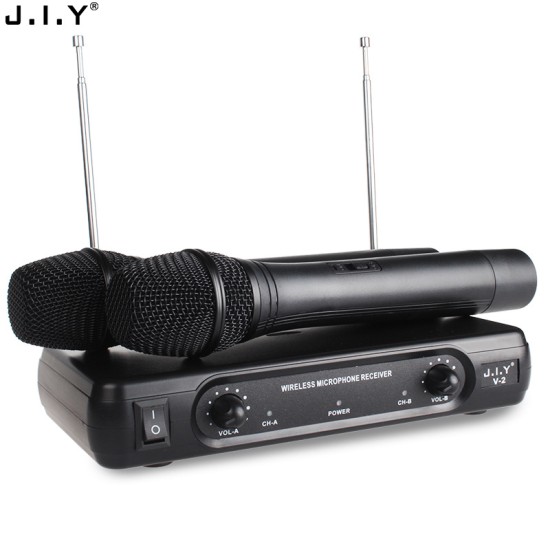 Professional Wireless Microphone System Karaoke Dual Handheld Dynamic Microphones Mic for Home Party KTV black_U.S plug