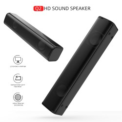 Q2 HD Sound Speaker Portable Wired Loudspeaker for Phone Computer TV black