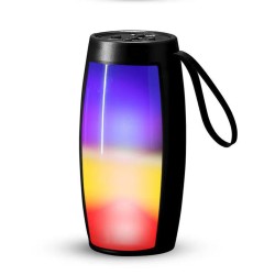 RGB Colorful Luminous Speaker Bluetooth Portable Card Fm Speaker Music Player with Lanyard Black