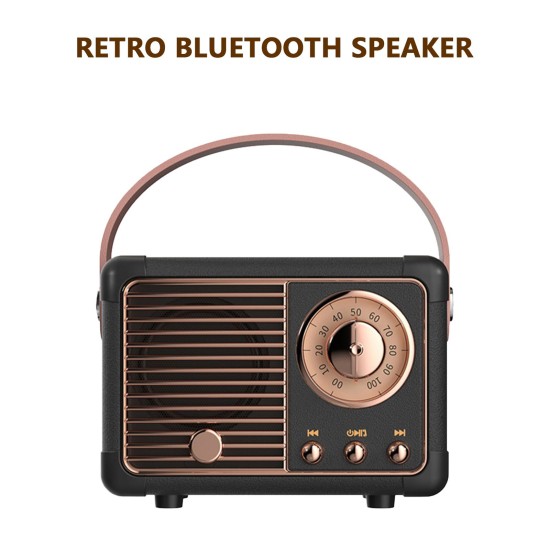 Retro Bluetooth Speaker Portable Mini Audio Card Music Player Wireless Computer Smart Speakers Black