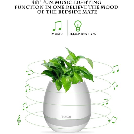 Smart Music Flower Pot Creative Can Play Music Outdoor Household Wireless BT Speaker white