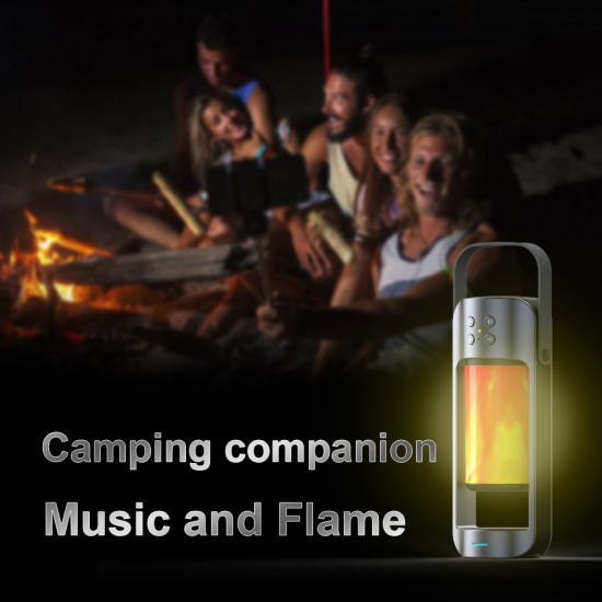 Versatile Bluetooth Speaker Fast Charge Hi-Fi Sound Effect Flame Light Outdoor Emergency Lamp with USB Charging Function black