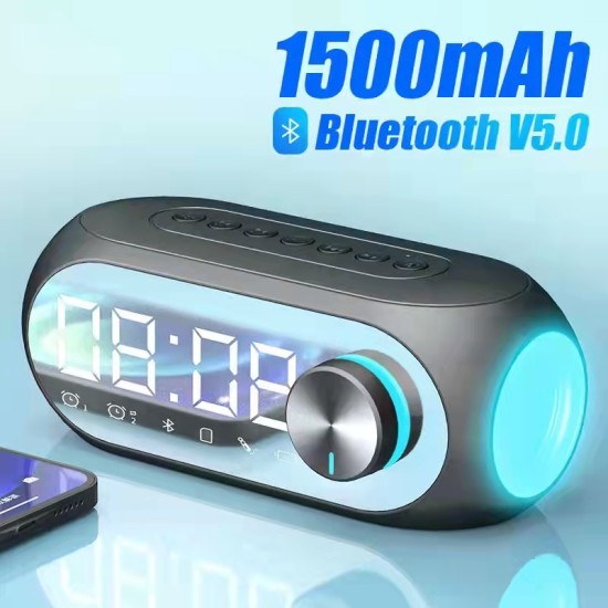 Waterproof Drop-proof S8 Wireless  Bluetooth-compatible  Speaker Alarm Clock Good Sound Quality Long Battery Life Perfect Desktop Companion blue