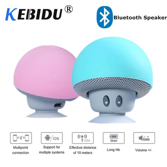 Waterproof Mini Wireless Bluetooth-compatible  Speaker Portable Mushroom-shaped Speaker Rechargeable Hands Free Music Player black