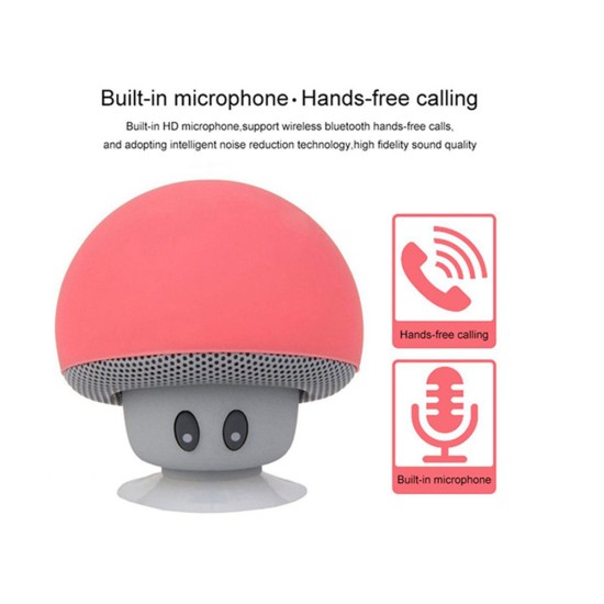 Waterproof Mini Wireless Bluetooth-compatible  Speaker Portable Mushroom-shaped Speaker Rechargeable Hands Free Music Player black