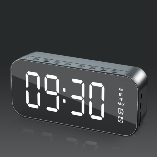 Wifi Mini Alarm Clock Nanny Clock Mirror Subwoofer Bluetooth Speaker black