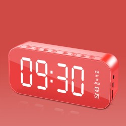 Wifi Mini Alarm Clock Nanny Clock Mirror Subwoofer Bluetooth Speaker red