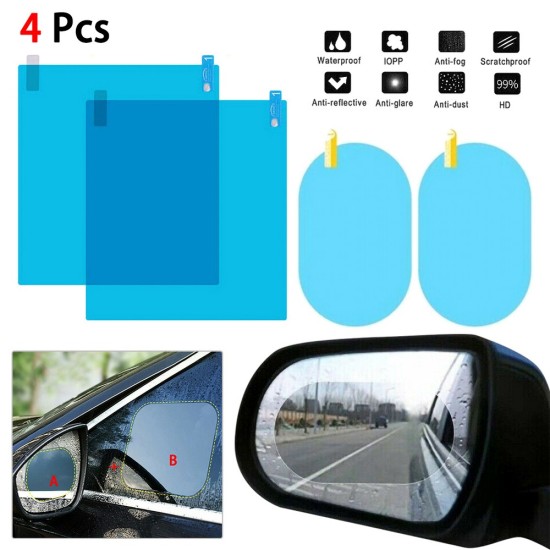 2PCS/Set Anti Fog Car Mirror Window Clear Film Anti-Light Car Rearview Mirror Protective Film Waterproof Car Sticker 20x17.5cm+9.5x13.5cm