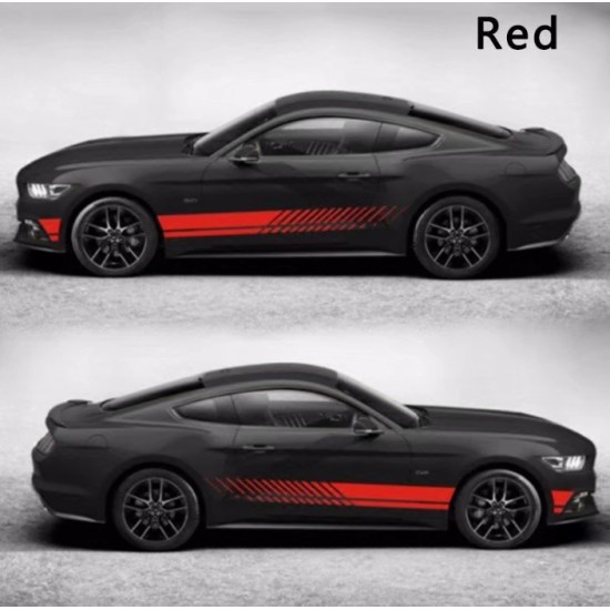 2Pcs/Set 2M Car Sticker Sports Racing Stripe Graphic Stickers Auto Car Body Side Door Vinyl Decals red