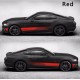 2Pcs/Set 2M Car Sticker Sports Racing Stripe Graphic Stickers Auto Car Body Side Door Vinyl Decals red