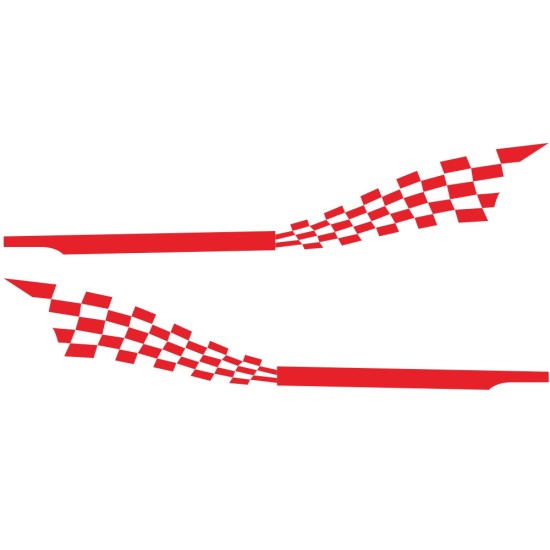 2pcs 215x30cm Both Sides Car DIY Checkered Flag Stickers Racing Stripes Wrap Vinyl Film Car Stickers red