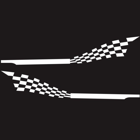 2pcs 215x30cm Both Sides Car DIY Checkered Flag Stickers Racing Stripes Wrap Vinyl Film Car Stickers white