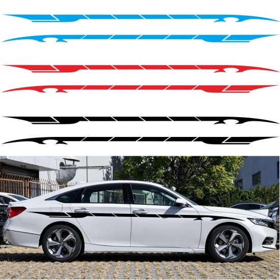 2pcs 350cm Car Side Body Door Graphics Long Stripe Vinyl Decals Decor Sticker  red