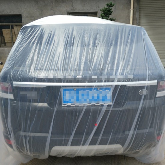 3 Size LDPE Film Outdoor Clear Disposable Full Car Cover Rain/Dust Resistant Garage Universal Temporary Transparent_M