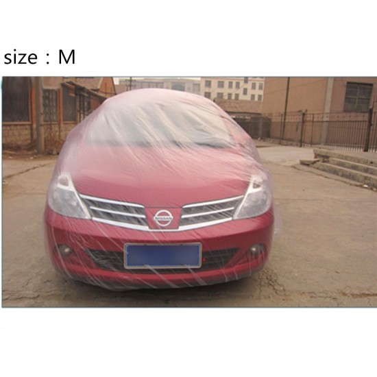 3 Size LDPE Film Outdoor Clear Disposable Full Car Cover Rain/Dust Resistant Garage Universal Temporary Transparent_M