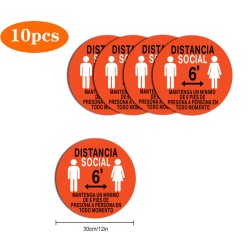 5pcs/10pcs Safety Notice Floor Marker Social Distancing Floor Decals For Floor Spanish Version 10pcs