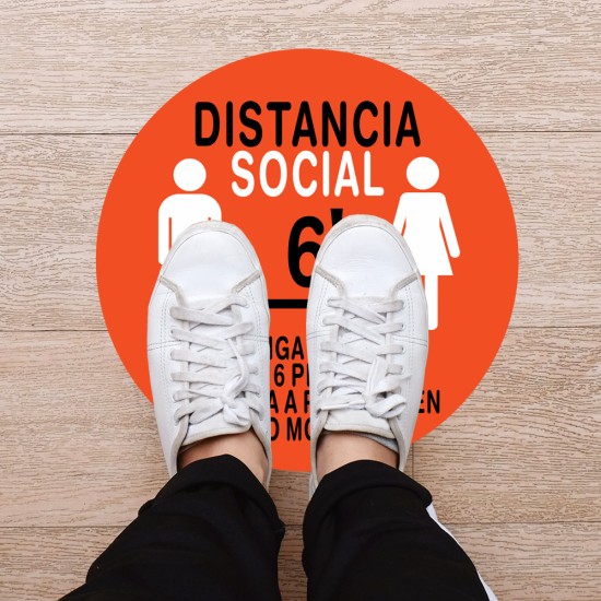 5pcs/10pcs Safety Notice Floor Marker Social Distancing Floor Decals For Floor Spanish Version 5pcs