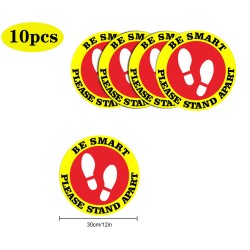 5pcs/10pcs Social Distancing Floor Decals For Floor Safety Notice Floor Marker BE SMART PLEASE STAND APART 10pcs