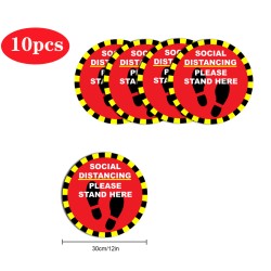 5pcs/10pcs Social Distancing Floor Decals For Floor Safety Notice Floor Marker SOCIAL DISTANCING PLEASE STAND HERE 10pcs