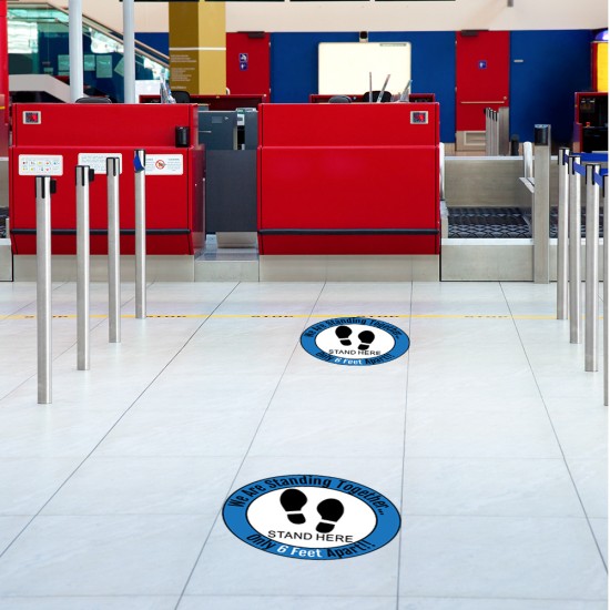 5pcs/10pcs Social Distancing Floor Decals For Floor Safety Notice Floor Marker We Are Stangding Together Stand Here Only 6 feet apart 5pcs