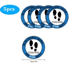 5pcs/10pcs Social Distancing Floor Decals For Floor Safety Notice Floor Marker We Are Stangding Together Stand Here Only 6 feet apart 5pcs