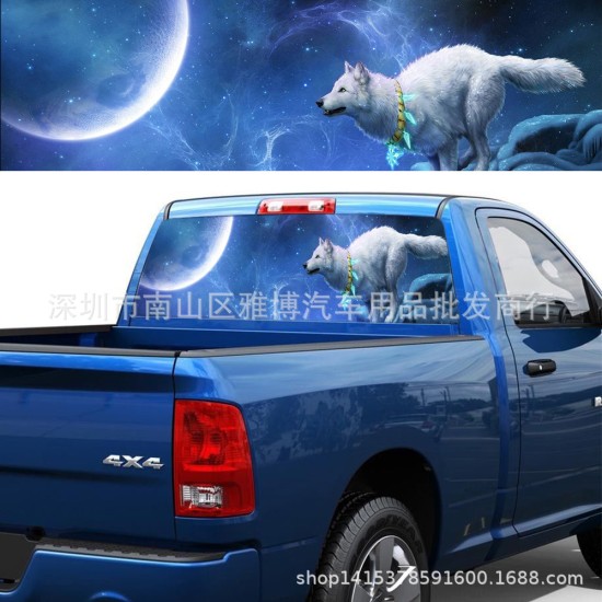 Automobile Sticker Car SUV Truck Rear Window Decal Night Wolf Howling Vinyl Sticker Decoration 147*46CM