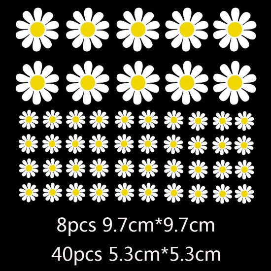 Car Rearview Mirror Window Body Bumper Light Eyebrow Fuel Tank Cap Decal Sticker Scratch Cover Daisy Flower As shown