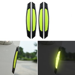 Car Reflective Strip Door Warning Reflector Carbon Fiber Universal Luminous Stickers Decals Door sticker - black + green