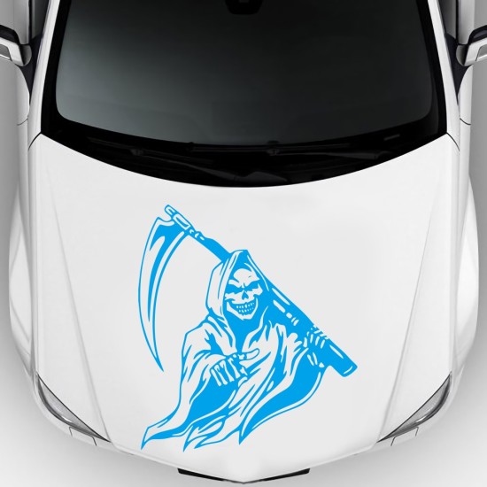 Car Sticker Grim Reaper Skull Pattern Decal Machine Car Truck Wall Window Vinyl Sticker blue