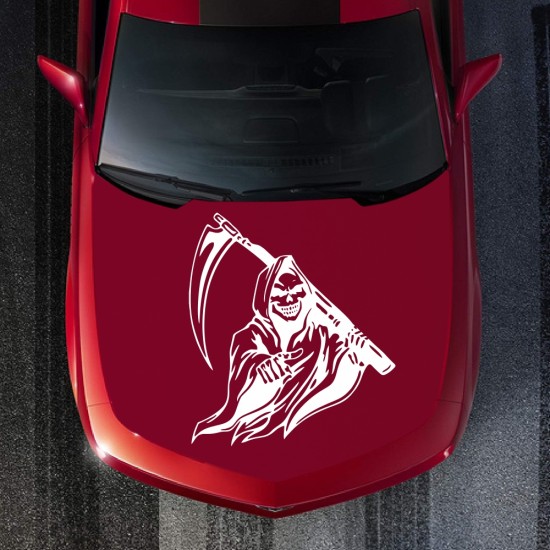 Car Sticker Grim Reaper Skull Pattern Decal Machine Car Truck Wall Window Vinyl Sticker white