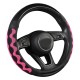 Car Supplies Steering Wheel Cover Genuine Leather SUV Four Seasons Universal Absorbent Non-slip  Cow Skin Cover Black and pink_38cm