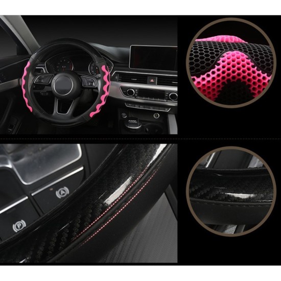 Car Supplies Steering Wheel Cover Genuine Leather SUV Four Seasons Universal Absorbent Non-slip  Cow Skin Cover black_38cm