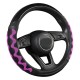 Car Supplies Steering Wheel Cover Genuine Leather SUV Four Seasons Universal Absorbent Non-slip  Cow Skin Cover Black and purple_38cm