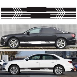 D-1044 2pcs Car Stickers Car Body Racing Side Door Long Striped Stickers Auto Vinyl Decal for All Cars SUV  black