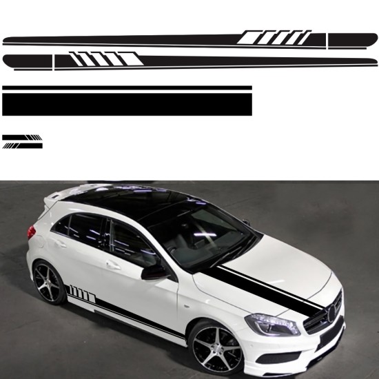 DIY Car Sticker Auto Body Decals Vinyl Side Long Stripe Waterproof Self Adhesive Stickers white