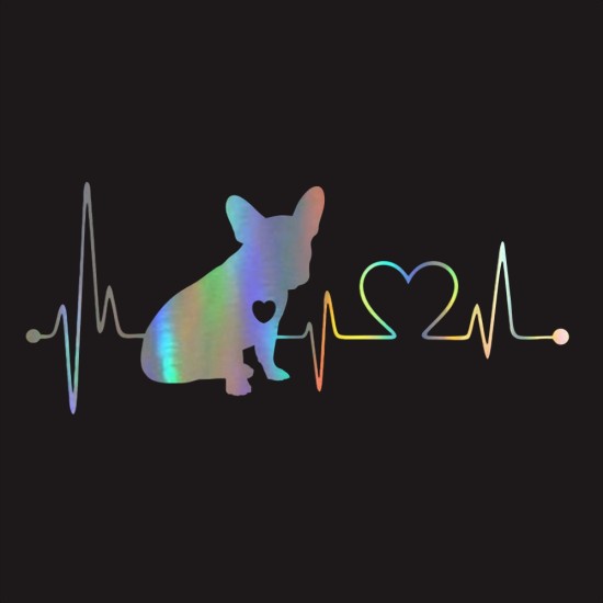 Decal French Bulldog Heartbeat 3D Vinyl Car Window Bumper Sticker  Photo Color